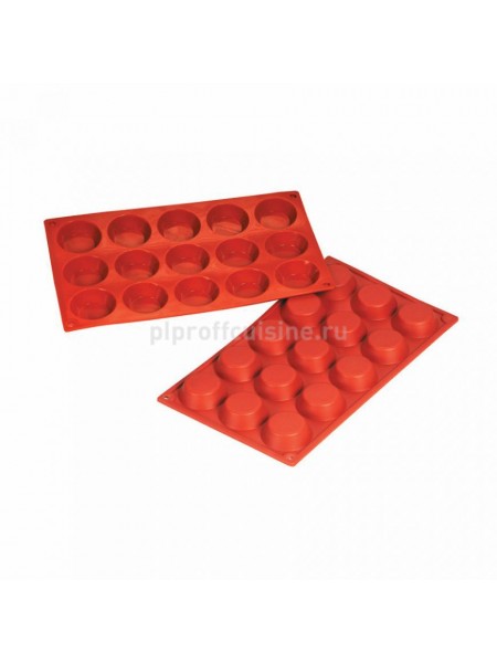 Кондитерская силиконовая форма для выпечки «Тарталетка» 30*17.5, 15 ячеек (D-5, H-1.5 см), Proff Cuisine. (81200418)