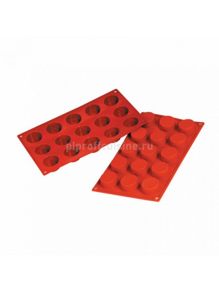 Кондитерская силиконовая форма для выпечки «Цилиндр» 30*17.5, 15 ячеек (D-4, H-2 см), Proff Cuisine. (81200432)