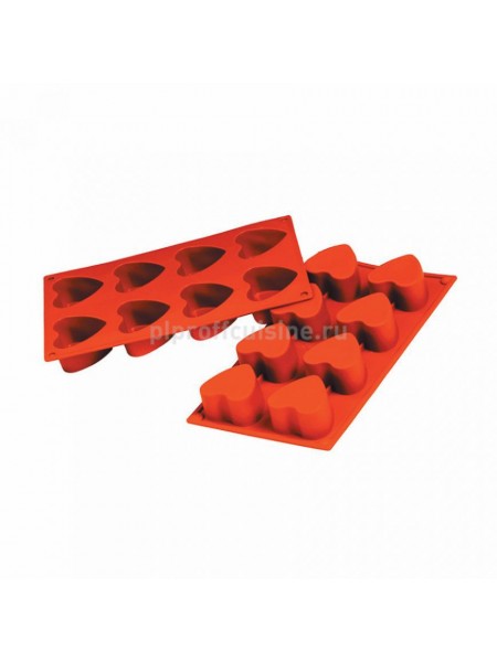 Кондитерская силиконовая форма для выпечки «Сердце» 30*17.5, 6 ячеек (D-6.5, H-4 см), Proff Cuisine. (81200443)
