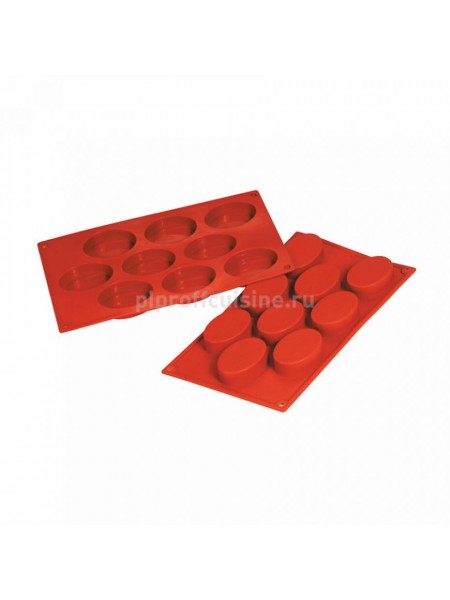 Кондитерская силиконовая форма для выпечки «Овал» 30*17.5, 8 ячеек (D-7.5*5.5, H-3.5 см), Proff Cuisine. (81200452)