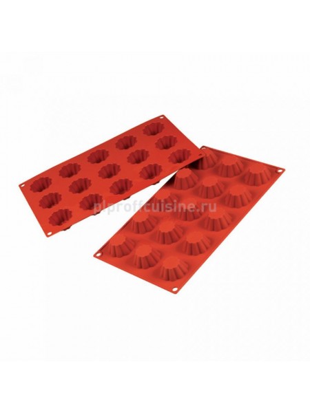 Кондитерская силиконовая форма для выпечки «Бриош» 30*17.5, 12 ячеек (D-5.7, H-2.2 см), Proff Cuisine. (81200453)