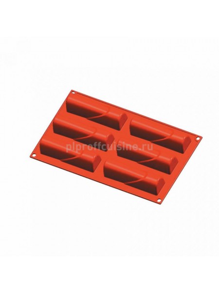 Кондитерская силиконовая форма для выпечки «Полуцилиндр» 30*17.5, 6 ячеек (D-12*3.3, H-3 см), Proff Cuisine. (81200465)