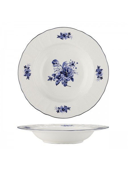 Тарелка глубокая для супа 23 см, 350 мл, Blue Flower, Proff Cuisine. (81222024)