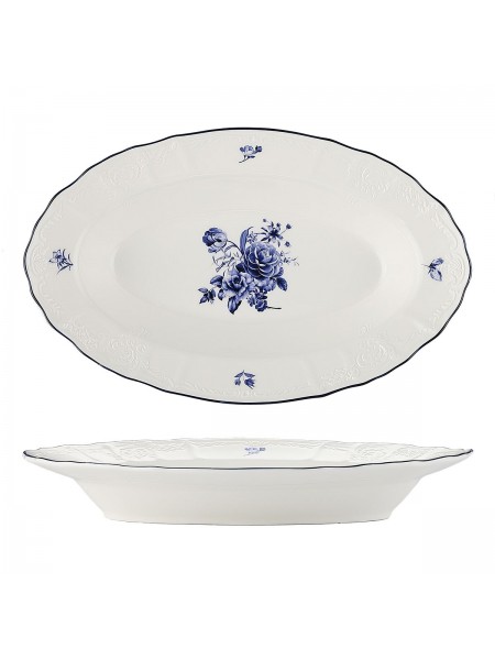 Блюдо овальное 24х16 см, глубокое, 350 мл, Blue Flower, Proff Cuisine. (81222033)