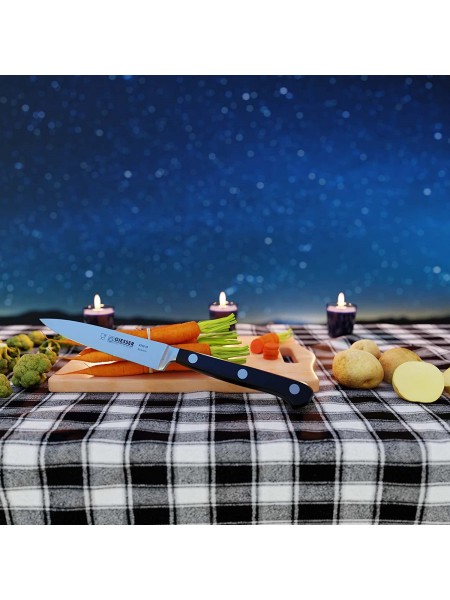 Нож кухонный кованый профессиональный Classic, 10 см, для чистки и фигурной нарезки овощей и фруктов, черная ручка POM, Giesser. (8240 10)