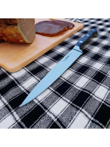 Профессиональный кованый узкий поварской шеф нож Classic, 15 см, черная ручка POM, Giesser. (8270 15)