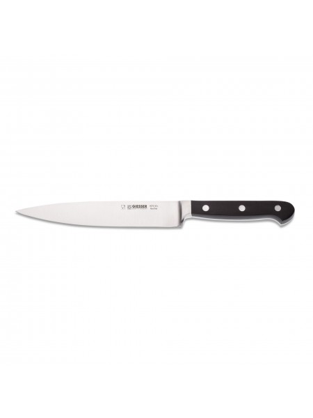 Профессиональный кованый узкий поварской шеф нож Classic, 18 см, черная ручка POM, Giesser. (8270 18)