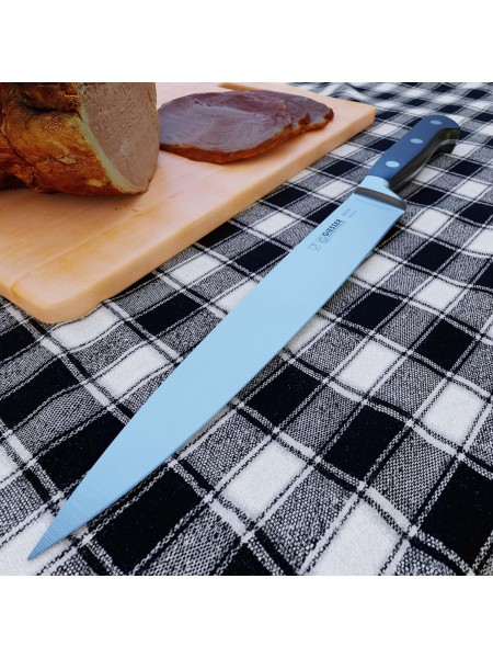 Профессиональный кованый узкий поварской шеф нож Classic, 20 см, черная ручка POM, Giesser. (8270 20)