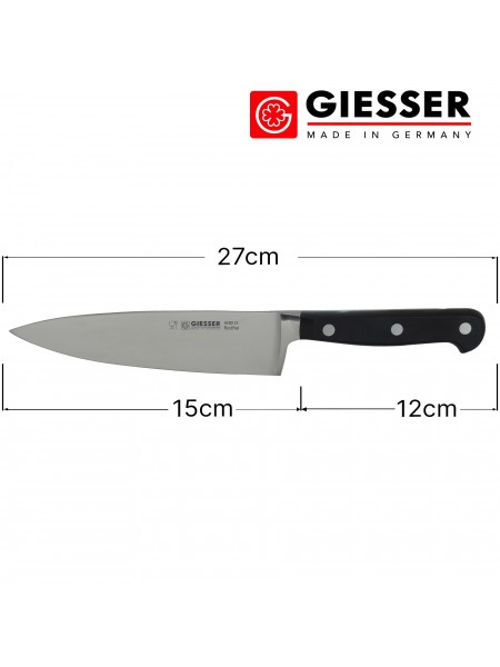 Профессиональный кованый поварской шеф нож Classic, 15 см, черная ручка POM, Giesser. (8280 15)
