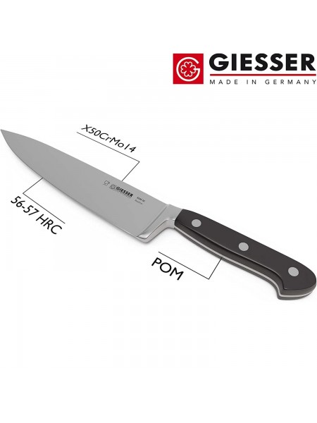 Профессиональный кованый поварской шеф нож Classic, 20 см, черная ручка POM, Giesser. (8280 20)