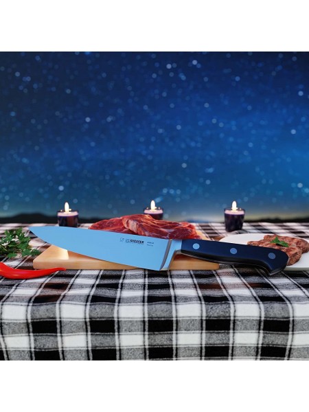 Профессиональный кованый поварской шеф нож Classic, 20 см, черная ручка POM, Giesser. (8280 20)