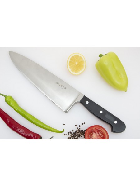 Профессиональный кованый поварской нож-рубак Classic, 25 см, черная ручка POM, Giesser. (8284 25)