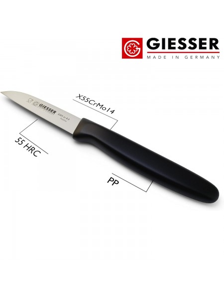 Нож кухонный профессиональный 8 см, для чистки и нарезки овощей и фруктов, ручка пп, Giesser. (8305 sp 8,0)