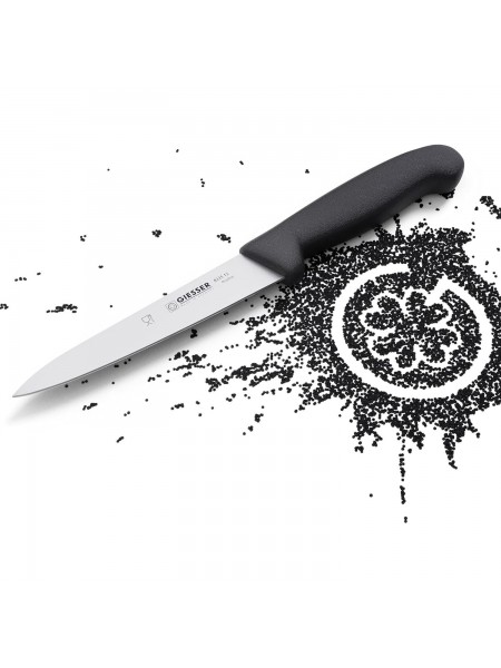 Узкий профессиональный универсальный нож, 13 см, ручка TPE черная, Giesser. (8335 13)