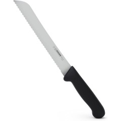 Кухонный нож для нарезки хлеба с зубчатым лезвием, 21 см, ручка TPE черная, Giesser. (8355 w 21)