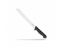 Кухонный нож для нарезки хлеба с зубчатым лезвием, 24 см, ручка TPE черная, Giesser. (8355 w 24)