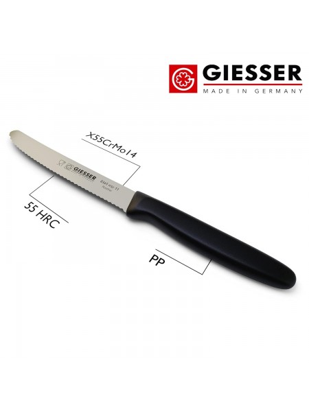Нож волнистый профессиональный 11 см, для чистки и нарезки овощей и фруктов, ручка пп, Giesser. (8365 wsp 11)