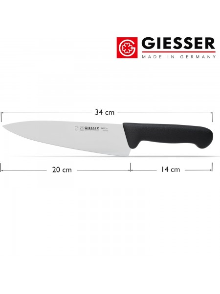 Профессиональный поварской шеф нож, 20 см, ручка TPE черная, Giesser. (8455 20)