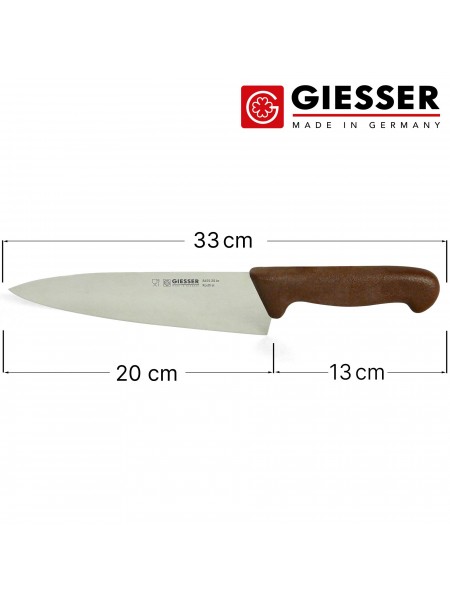Профессиональный поварской шеф нож, 20 см, ручка TPE коричневая, Giesser. (8455 20 br)