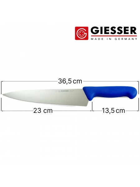 Профессиональный поварской шеф нож, 23 см, ручка TPE синяя, Giesser. (8455 23 b)
