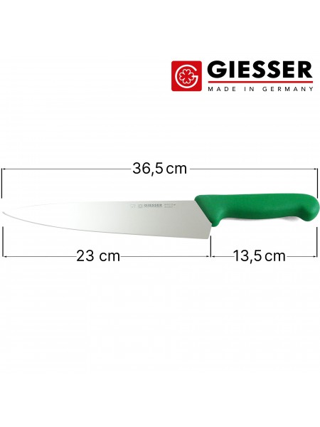 Профессиональный поварской шеф нож, 23 см, ручка TPE зеленая, Giesser. (8455 23 gr)
