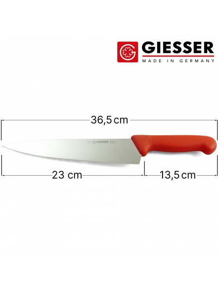 Профессиональный поварской шеф нож, 23 см, ручка TPE красная, Giesser. (8455 23 r)