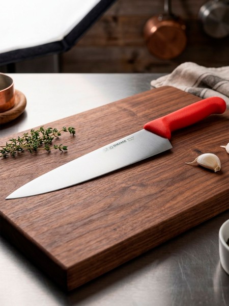 Профессиональный поварской шеф нож, 23 см, ручка TPE красная, Giesser. (8455 23 r)