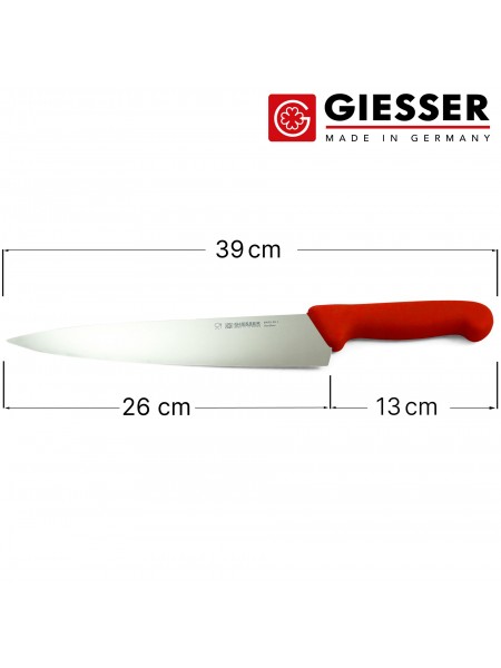 Профессиональный поварской шеф нож, 26 см, ручка TPE красная, Giesser. (8455 26 r)