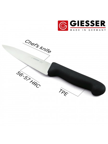 Узкий профессиональный поварской шеф нож, 16 см, ручка TPE, Giesser. (8456 16)