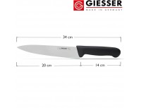 Узкий профессиональный поварской шеф нож, 20см, ручка TPE черная, Giesser. (8456 20)