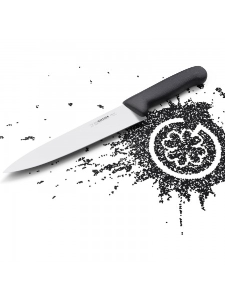 Узкий профессиональный поварской шеф нож, 20см, ручка TPE черная, Giesser. (8456 20)