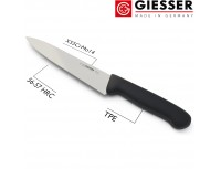 Узкий профессиональный поварской шеф нож, 23см, ручка TPE черная, Giesser. (8456 23)