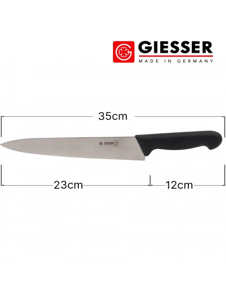 Узкий профессиональный поварской шеф нож, 23см, ручка TPE черная, Giesser. (8456 23)