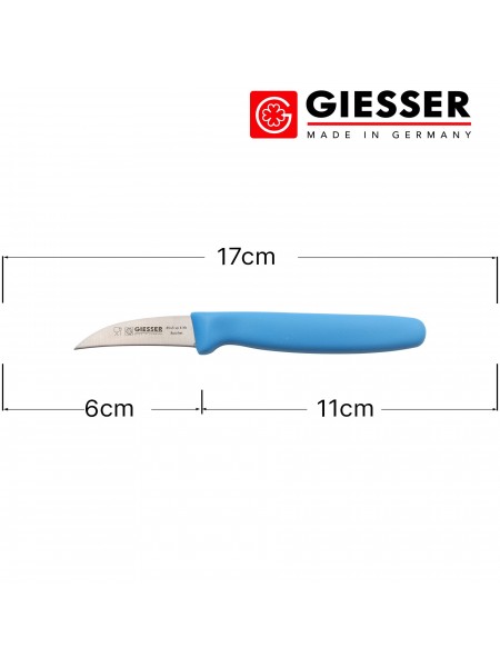 Профессиональный поварской нож для карвинга - нож коготь, 6 см, ручка пп синяя, Giesser. (8545 sp 6 hb)