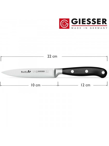 Нож кухонный BestCutx55 кованый профессиональный, 10 см, для овощей и фруктов, черная ручка PSU, Giesser. (8640 10)