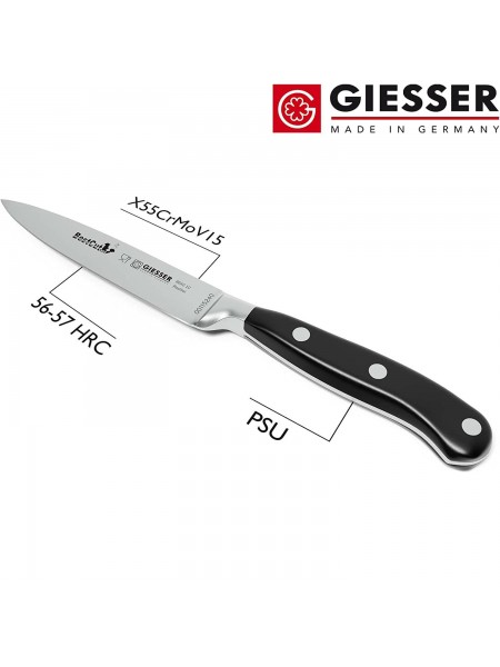 Нож кухонный BestCutx55 кованый профессиональный, 10 см, для овощей и фруктов, черная ручка PSU, Giesser. (8640 10)
