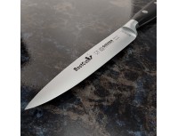 Нож кухонный BestCutx55 кованный профессиональный, 10 см, для чистки и нарезки овощей и фруктов, черная ручка PSU, Giesser. (8640 10)