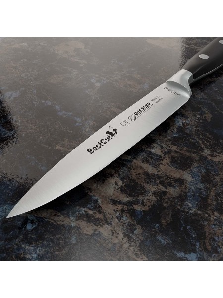 Нож кухонный BestCutx55 кованый профессиональный, 10 см, для овощей и фруктов, черная ручка PSU, Giesser. (8640 10)