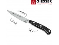 Нож кухонный BestCutx55 кованный профессиональный с волнистым лезвием, 10 см, для чистки и нарезки овощей и фруктов, черная ручка PSU, Giesser. (8640 w 10)