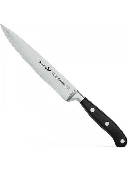 Нож кухонный BestCutX55 кованый профессиональный, 18 см, для разделки рыбы и мяса, черная ручка PSU, Giesser. (8664 18)