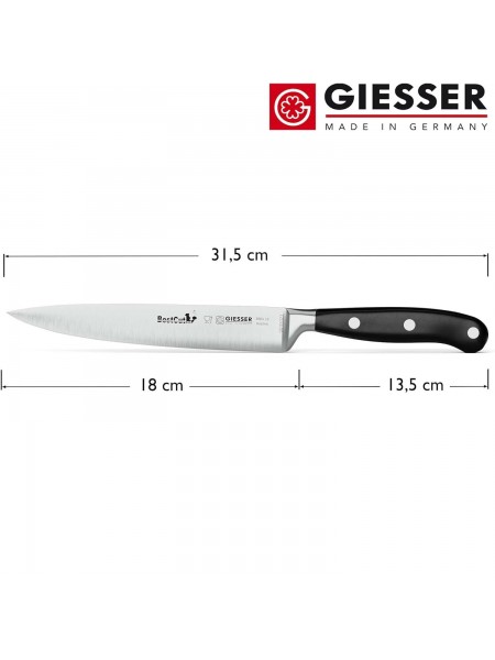 Нож кухонный BestCutX55 кованый профессиональный, 18 см, для разделки рыбы и мяса, черная ручка PSU, Giesser. (8664 18)