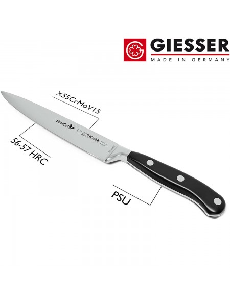 Нож кухонный BestCutX55 кованый профессиональный, 18 см, для разделки рыбы и мяса, черная ручка PSU, Giesser. (8664 18)