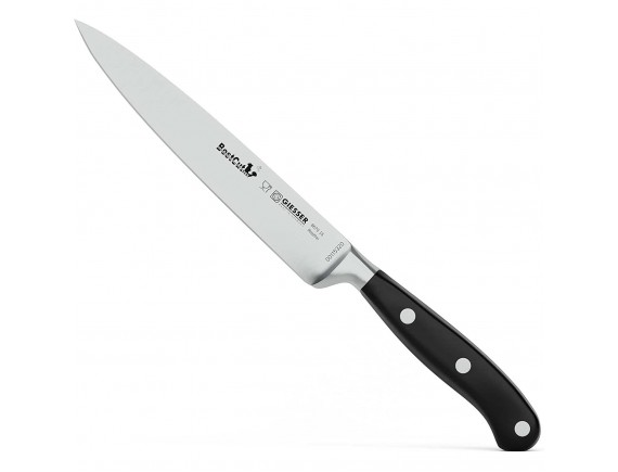 Нож кухонный BestCutX55 кованый профессиональный, 15 см, для нарезки ветчины, черная ручка PSU, Giesser. (8670 15)