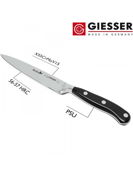 Нож кухонный BestCutX55 кованый профессиональный, 15 см, для нарезки ветчины, черная ручка PSU, Giesser. (8670 15)