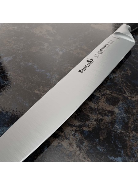 Нож кухонный BestCutX55 кованый профессиональный, 20 см, для нарезки ветчины, черная ручка PSU, Giesser. (8670 20)