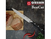 Нож кухонный BestCutX55 кованый профессиональный, 20 см, для нарезки ветчины, черная ручка PSU, Giesser. (8670 20)