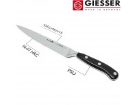 Нож кухонный BestCutX55 кованный с зубчатым лезвием, 20 см, для нарезки хлеба, черная ручка PSU, Giesser. (8670 w 20)