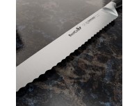 Нож кухонный BestCutX55 кованный с зубчатым лезвием, 20 см, для нарезки хлеба, черная ручка PSU, Giesser. (8670 w 20)
