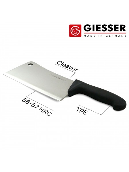 Профессиональный мясной топор для рубки мяса и костей, 20 см, ручка TPE, Giesser. (886655 20)
