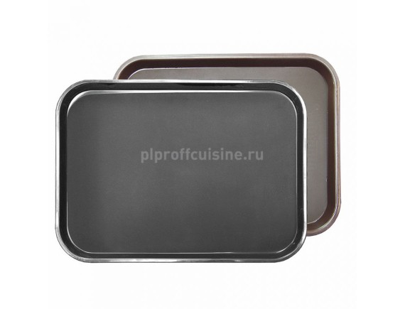 Поднос коричневый прямоугольный «P.L.-Bar Ware» пластиковый, прорезиненный 30*40см, Proff Cuisine. (90001064)